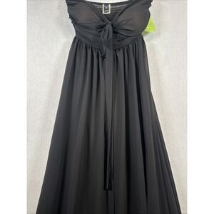 Windsor Long Black Strapless Lined Dress with Bow and Cutout Small NWT HighSlit